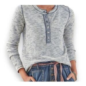 Sundance Cool Escape Henley Embroidered Placket Size PL Petite Large